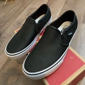 Black Perforated Slip On Vans